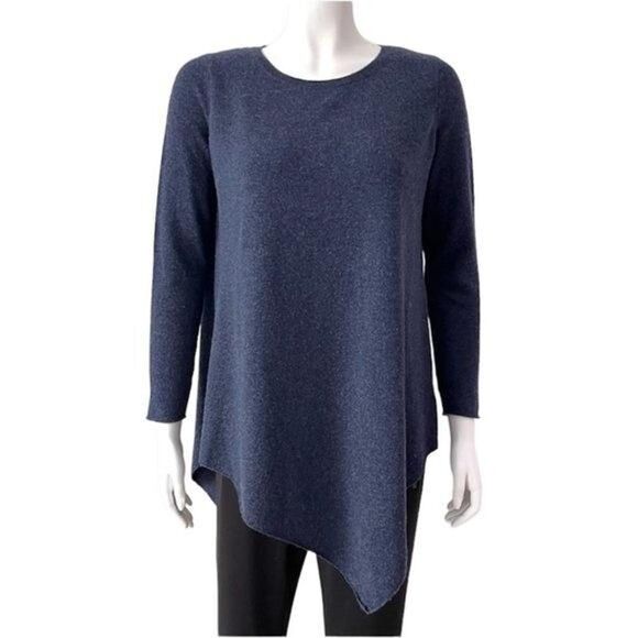 Joie Navy Blue Wool Cashmere Tunic Sweater Asymmetrical Hem Sz Xs Long Sleeve - Picture 2 of 8